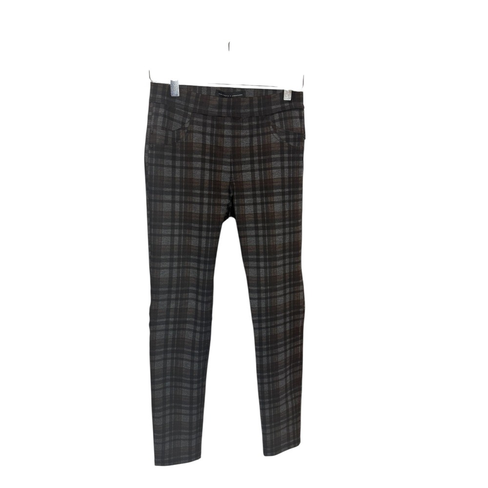 Sanctuary by Anthropologie Plaid Pull On Ponte Knit Pants, Brown Gray‎ XS Petite